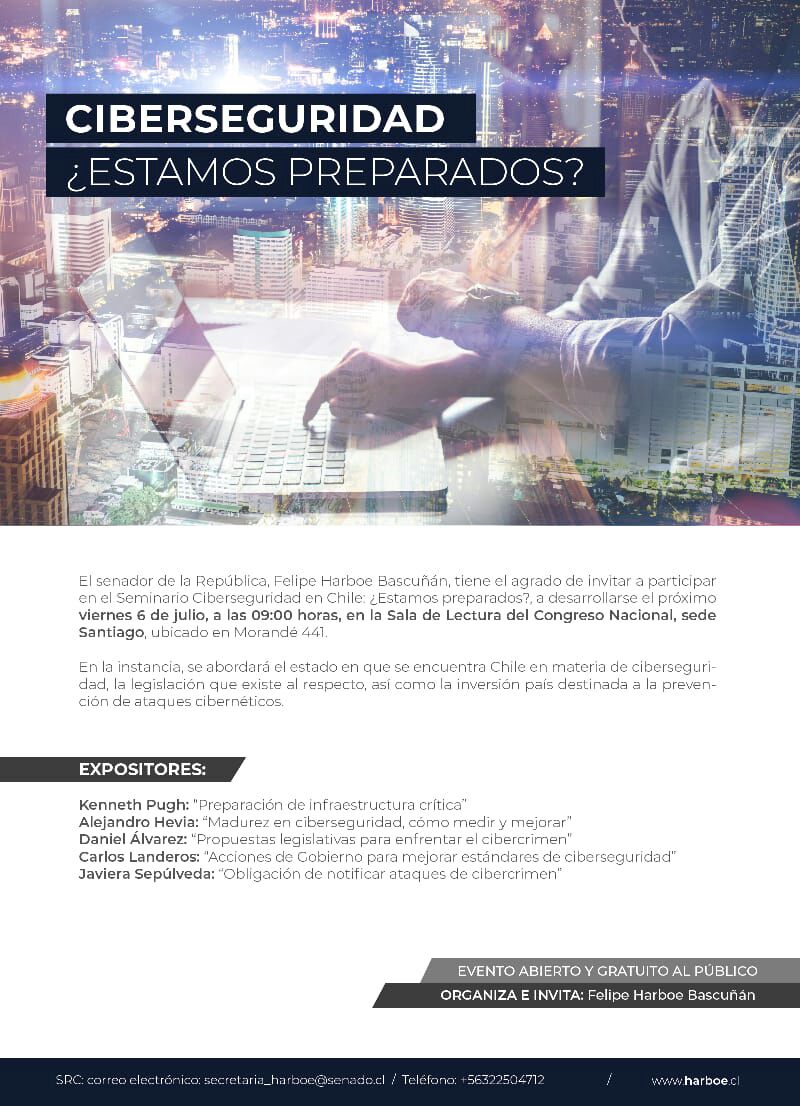 Seminario abordará estado de la ciberseguridad en Chile