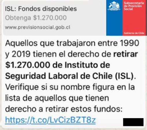 Engaño por WhatsApp suplanta a la Subsecretaría de Previsión Social