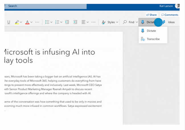 Microsoft 365 anuncia transcripción automática de voz en Word