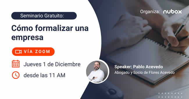Nubox dictará un seminario online gratuito sobre constitución de empresas