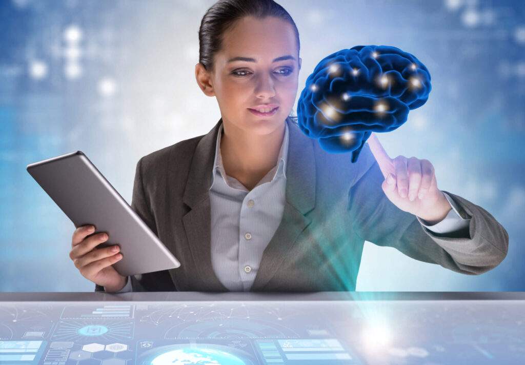 Businesswoman in artificial intelligence concept